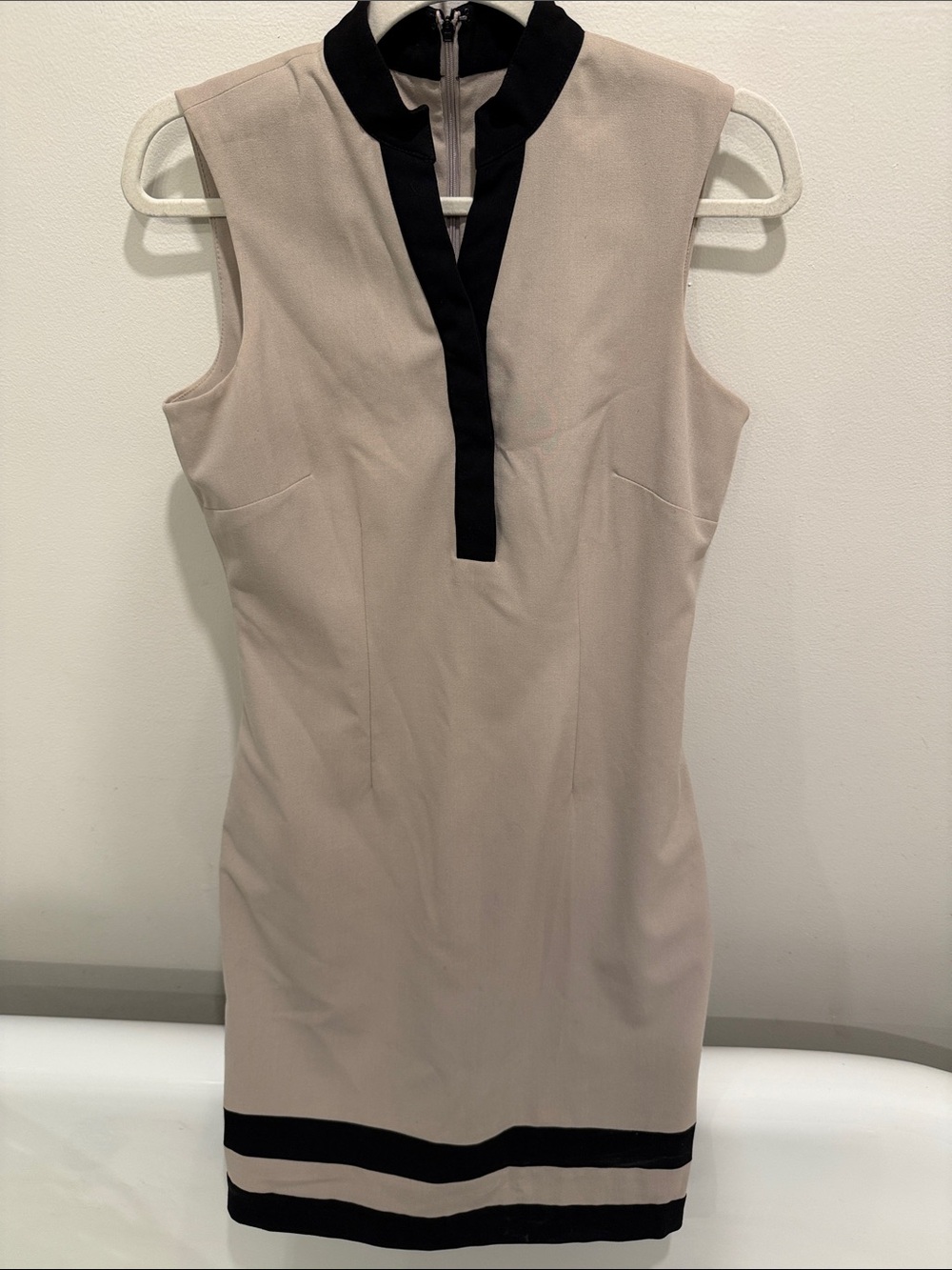 Calvin Klein Beige Dress with Black Detailing